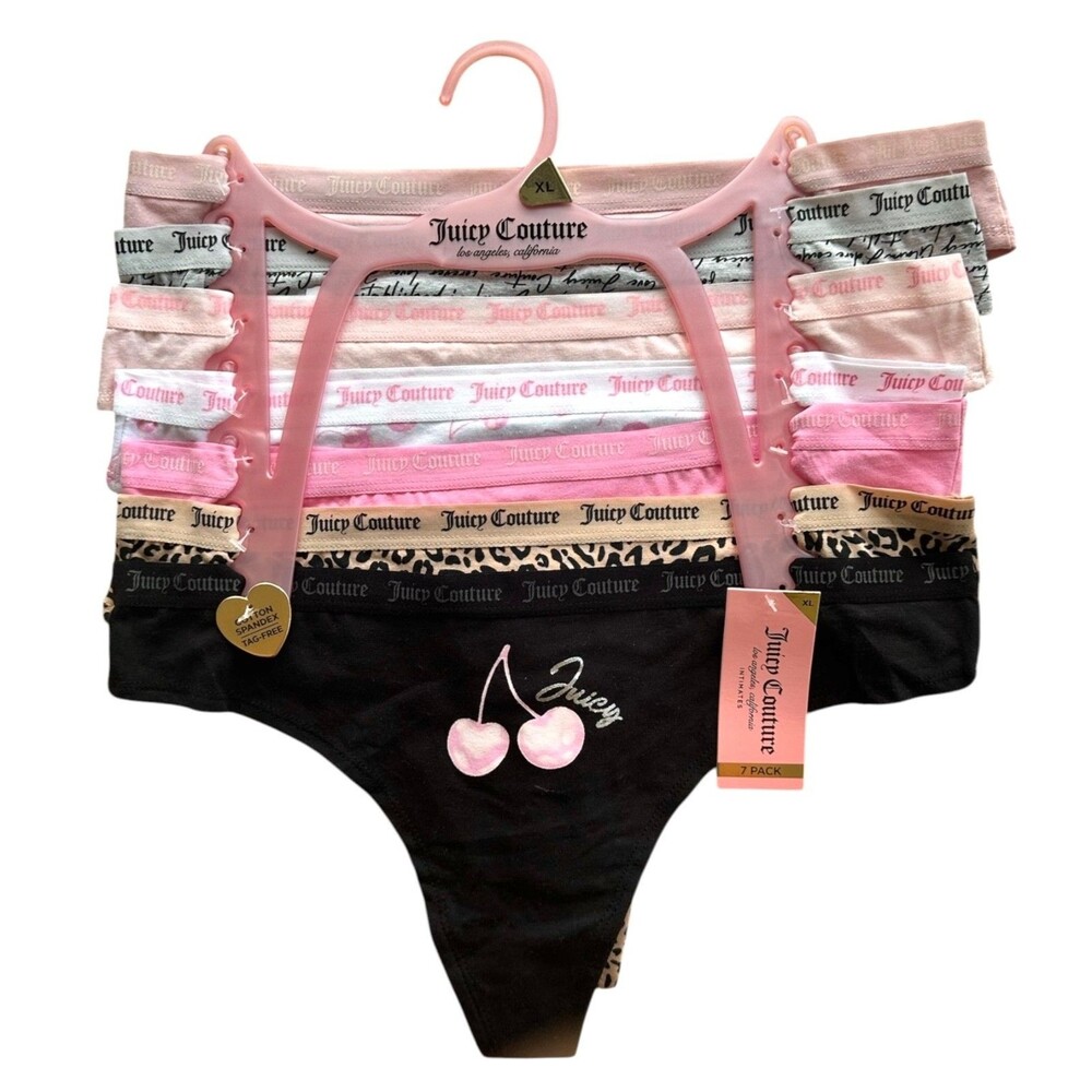 Juicy Couture Women's Set of 7 Cotton Spandex Tag-Free Panties Size XL Multi
